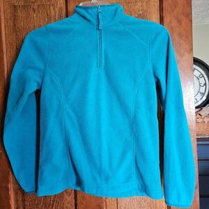 Womens Turquoise Blue ¼ Zip Fleece Sweater Small Cozy Activewear Pullover
